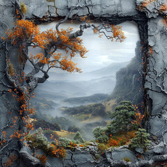 Wall Mural - a beautiful landscape with a tree in the foreground