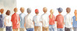 © Wonderful Studio - American election day, patriotic crowd at polling station, vibrant colors, Watercolor style