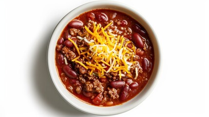 Wall Mural - A bowl of chili with cheese and beans