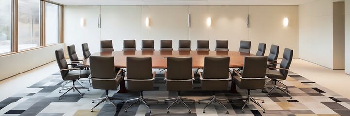 a modern conference room with sleek furniture and technology