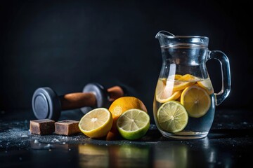 Poster - Refreshing citrus-infused water with lemons and limes