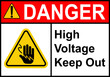 © Oleksandr - Electric shock sign. High voltage cable warning sign. High voltage equipment. Caution, do not touch the cable. Warning electrical hazard. Do not open electrical panel.