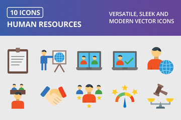 Wall Mural - Human Resources Flat Icon Set