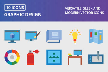 Wall Mural - Graphic Design Flat Icon Set