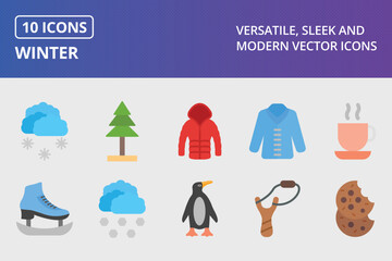 Wall Mural - Winter Flat Icon Set