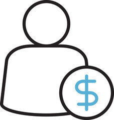 Sticker - People User and Dollar Icon
