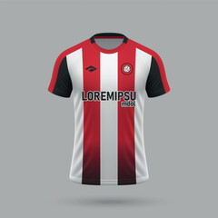 Poster - 3d realistic soccer jersey in Brentford style, football shirt template 2024