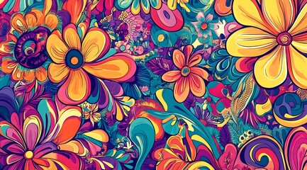 Wall Mural - Abstract Floral Pattern in Vibrant Colors