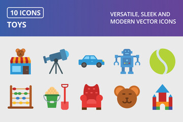 Wall Mural - Toys Flat Icon Set