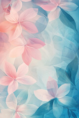 Wall Mural - Pastel pink and blue flowers blend beautifully into a soft, delicate abstract background creating a soothing visual effect