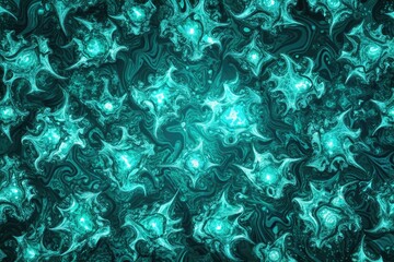 Canvas Print - Dynamic turquoise fractal pattern with depth.