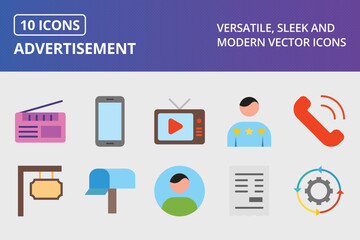 Advertisement Flat Icon set