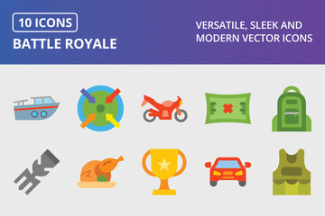 Wall Mural - Battle Royale Flat Icon Set