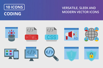 Coding Flat Icon Set