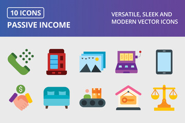 Wall Mural - Passive Income Flat Icon set