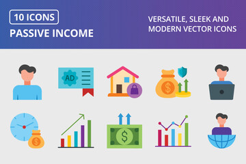 Wall Mural - Passive Income Flat Icon set