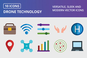 Wall Mural - Drone Technology Flat Icon set