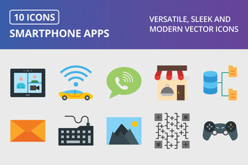 Wall Mural - Smartphone Apps Icon Set