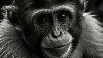 Poster - Black and White Photography of a Monkey. Lowkey.