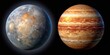 © Nasnunt - Planets Mercury and Jupiter in the solar system, showcasing their unique atmospheres, surfaces, and landscapes