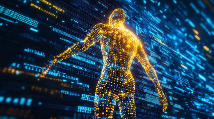 Human and background with code