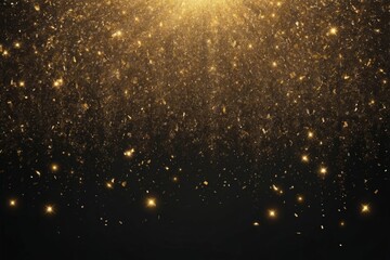 Wall Mural - falling golden confetti and glitter on black background