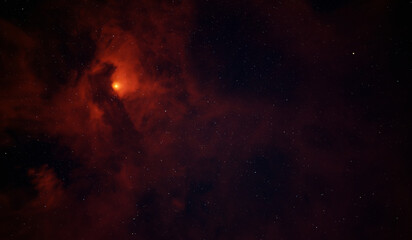 Wall Mural - space background with big nebula and stars.