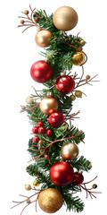 Wall Mural - [transparent background png]red and gold christmas garland with ornaments
