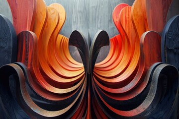 Wall Mural - abstract orange background. An abstract shape symmetrically displayed along