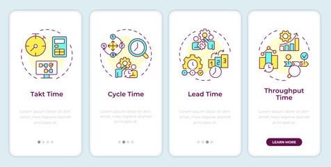 Wall Mural - APM metrics onboarding mobile app screen. Workload efficiency. Walkthrough 4 steps editable graphic instructions with linear concepts. UI, UX, GUI template. Montserrat SemiBold, Regular fonts used