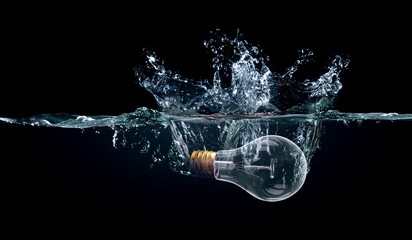 Wall Mural - creative water splash on a led bulb