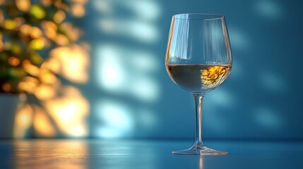 Poster - Glass of White Wine with Warm Light