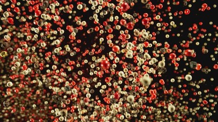 Poster - Super Slow Motion of Flying Dry Whole Peppers Balls on Black Background, Rotating. Filmed on High Speed Cinema Camera, 1000 fps. Speed Ramp Effect.