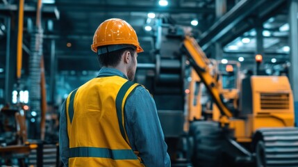 Industrial engineer performing maintenance on heavy machinery in a workshop