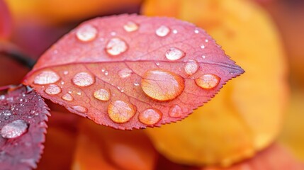 Canvas Print - A close up of a leaf with water droplets on it, AI