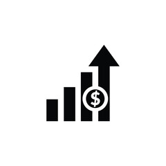 Wall Mural - Financial growth black and white flat vector icon design. Financial growth symbol