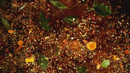 Aufkleber - Super Slow Motion of Flying Spice Mix. Isolated on Black Background. Filmed on High Speed Cinema Camera, 1000 fps.