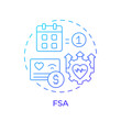 © bsd studio - FSA blue gradient concept icon. Flexible spending account. Medical services expenses and savings. Round shape line illustration. Abstract idea. Graphic design. Easy to use in brochure