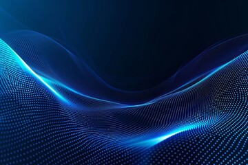 Wall Mural - Abstract glowing curve lines on dark blue background. Shiny blue geometric lines pattern. Modern graphic design. Futuristic technology concept. Suit for poster, banner, brochure, cover, Generative AI