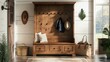 © nomesart - Rustic Entryway with Wooden Bench and Coat Rack
