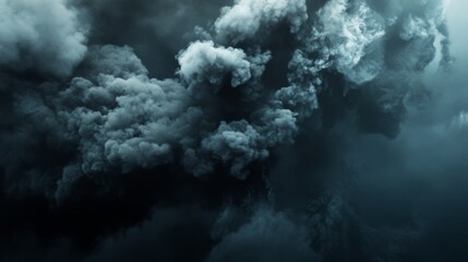 Aufkleber - High-definition shot of dark, billowing smoke from an industrial fire, with an emphasis on the scale and intensity of the smoke cloud.