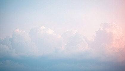 Wall Mural - Soft, pastel pink and blue clouds in the sky.