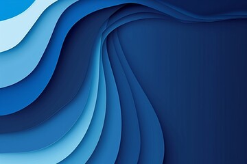 Poster - Abstract blue curve paper layers background. Minimal style gradient curvy template design with shadow. Trendy simple element with space for your text, Generative AI