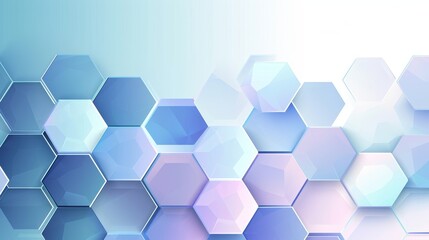 Poster - Abstract light blue purple and white gradient hexagon pattern element background. Overlapping geometry design. Modern simple style hexagon graphic concept. , Generative AI