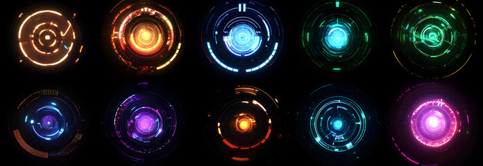 set of hud elements futuristic circle design isolated