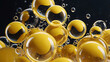 © AI ART GALLERY - 3D render of yellow smooth bubbles