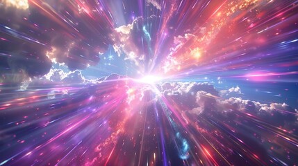 Wall Mural - spectacular cosmic light burst with vivid colors in space