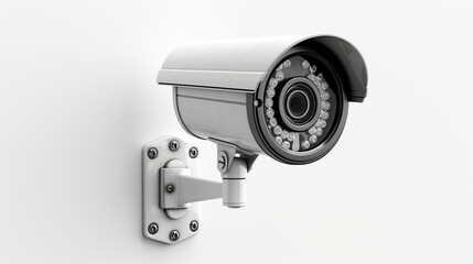 Wall Mural - Modern Security Camera Mounted on White Wall