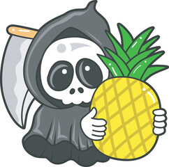 Illustration of cute skull ghost icon.
Funny skull ghost in activities stickers.