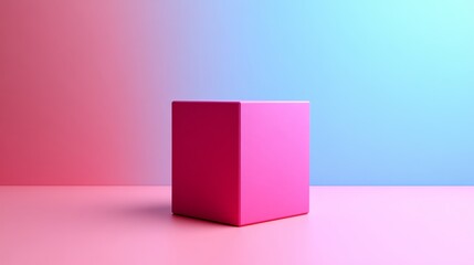 Wall Mural - A pink cube is sitting on a pink background